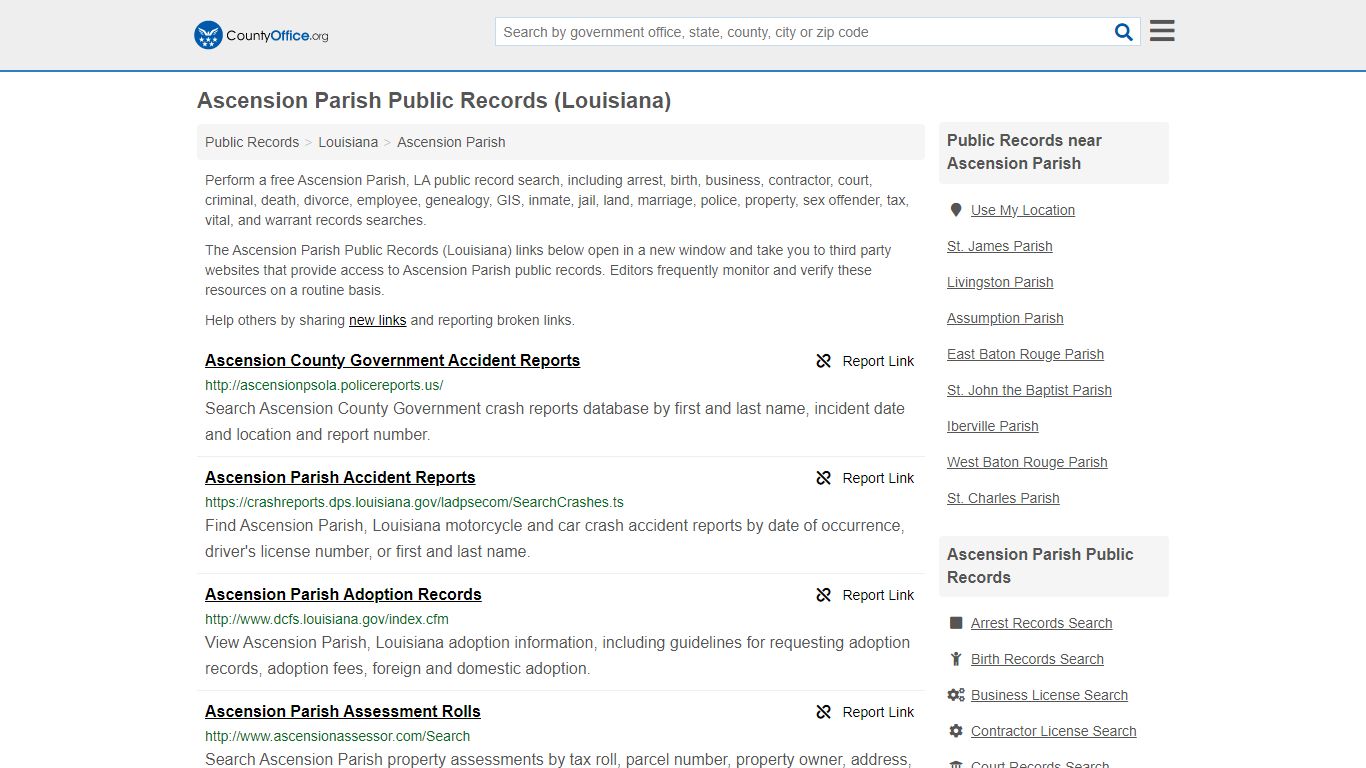 Ascension Parish Public Records (Louisiana) - County Office